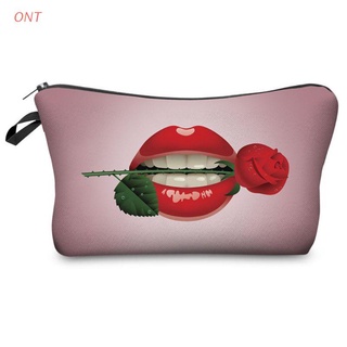 ONT Multifunction Printing Lip Rose Travel Cosmetic Bag Makeup Case Pouch Organizer