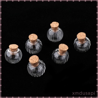 Charms 6Pcs Mini Calabaza Vacío Vidrio Deseando Botella Vial Colgante Encantos Tarros