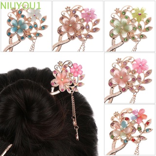 niuyou 5pcs moda doble flor peine vintage accesorios para el cabello rhinestone horquilla mujeres niñas clásica delicada brillante clip de pelo
