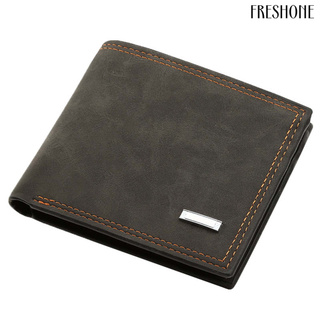 freshone - cartera de cuero sintético para hombre, diseño de múltiples ranuras, cartera corta, monedero para tarjetas de crédito (6)