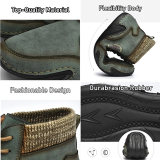 kasut kulit: botas de cuero casuales mediados de la parte superior botas de cuero zapatos de los hombres estilo británico (2)