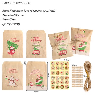 Carta 24sets rojo Fox navidad Kraft bolsas de papel caramelo bolsa de galletas bolsa de navidad pegatinas de fiesta Favor galletas bolsas de muñeco de nieve bolsa de embalaje bolsas (2)