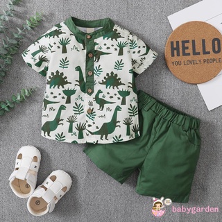 babygarden-baby boy 2 piezas de trajes de verano, manga corta botón abajo camisa + cintura elástica pantalones cortos conjunto