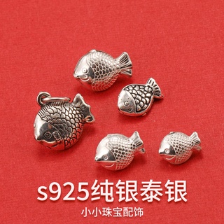 s925 plata de ley tailandesa besos peces diy tejida a mano cuerda roja pulsera tobillera pareja perlas accesorios de joyería