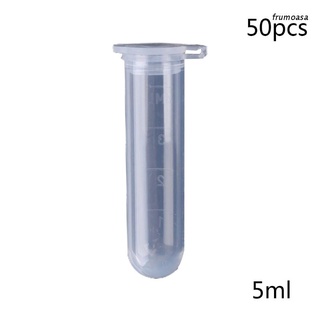 Fru Novo 50 pzs 5 Ml De Plástico Transparente Snap Cap Centrifuga Tubos De Amostra De laboratorio contenedor