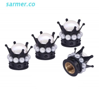 sar2 tapas de válvula de neumático tapas de válvula vástago negro brillante corona conjunto de 4 decoraciones de neumáticos