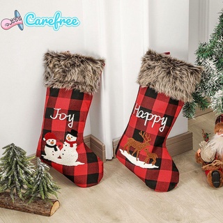 carefree creativo niños regalo calcetines bolsillo calcetines de navidad medias de año nuevo alce adorno rojo cuadros muñeco de nieve chimenea caramelo calcetines