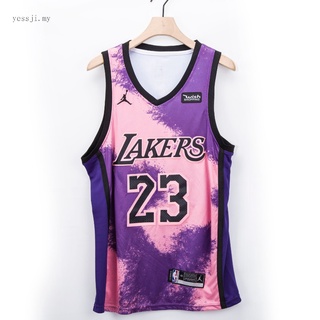 2021 new mens Los Angeles Lakers LeBron James #23 Pink purple Fashion version embroidery basketball jerseys jersey