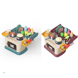 hh play house juguete realista cocina portátil multifuncional utensilios de cocina con efecto musical creativo regalo para niños