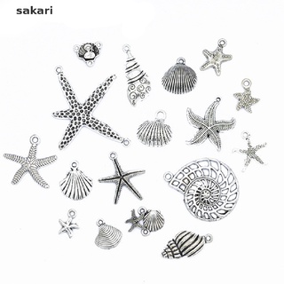 CHARMS [sakari] 17 unids/set tibetano conchas de plata estrella de mar diy encantos colgantes hallazgos de joyería [sakari]