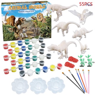 Pea 55 pzas/set Diy Modelo De dinosaurio blanco 3d Pintado colorear mano tiranosaurio dinosaurio blanco niños juguete Educativo
