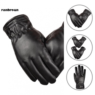 rainbrown guantes de cuero sintético cálidos para motocicleta/guantes de piel sintética resistentes para pantalla táctil antideslizante para hombres