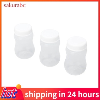 Sakurabc 3PCS taza de almacenamiento de leche PP boca ancha sellada botella de pecho recipiente para bebé