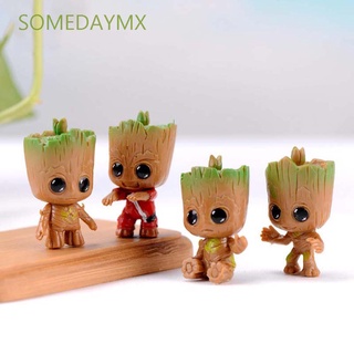 Somedaymx 4 unids/set Groot figura para figura juguetes Tree Man Groot Mini Groot accesorios interiores adorno coche coleccionable modelo para niños vengadores figura de acción