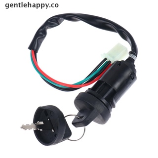 [gentlehappy] interruptor de barril de ignición universal de 4 cables con 2 llaves para motocicleta bicicleta atv co