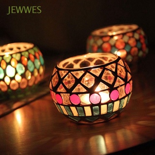 jewwes - candelabro de estilo marroquí, mosaico, decoración del hogar, portavelas de té, centro de mesa de cristal, votivo europeo, tarro de vela (1)