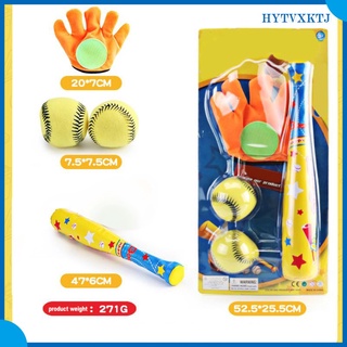 Hytvxktj Mini juego De baseball suave De Espuma con 2 Bolas suaves con Bat y guante Para Uso Interno/exterior (5)