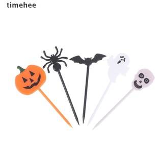 timehee 10pcs mini niños halloweenfruit tenedor de dibujos animados snack pastel postre comida palillo de dientes.