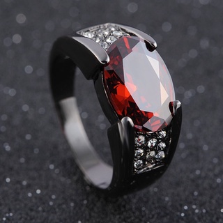 Men Women Cocktail Party Band Ring Inlay Red Gemstone Zircon Finger Rings