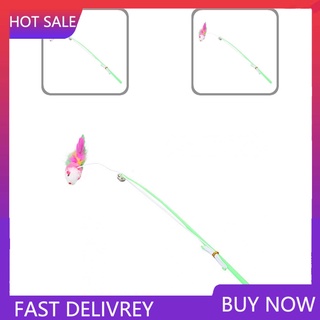 /TY/ Pet gato Teaser lindo ratón forma pluma campana palo caña de pescar juguete interactivo