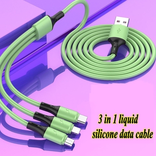 Cable de datos de silicona líquida portátil 3 en 1 carga tipo C y Micro USB Android