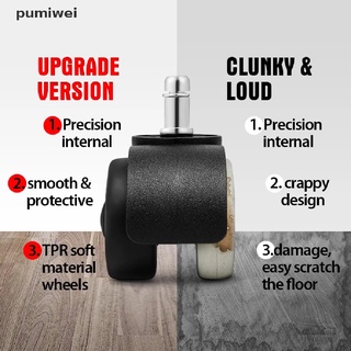 Pumiwei 2"Universal Mute Chair Wheel Office Chair Caster Replacement Casters Rubber CO