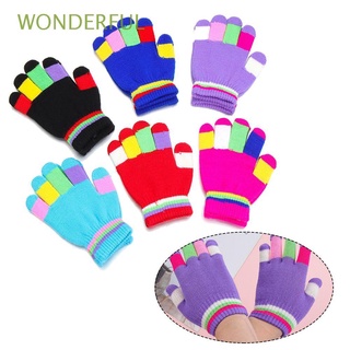 maravillosas niñas niños manoplas de dedo completo para niños guante de invierno guantes de punto engrosamiento caliente color caramelo accesorios de los niños acrílico antideslizante/multicolor