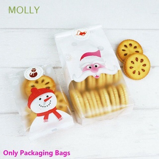 molly 50pcs nuevas bolsas de caramelo de navidad moda plástico embalaje autoadhesivo lindo muñeco de nieve niños fiesta suministros bebé niños navidad