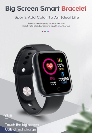 (en stock) Y68 Smartwatch à Prova d'água Usb Esportivo/reloj inteligente Com Monitor De frequência cardíaca 4.8 (D20) (5)