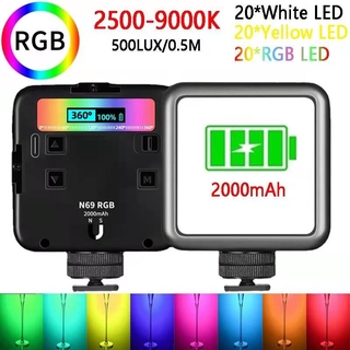 Nuevo N69 Mini RGB luz de vídeo iluminación para fotografía 2000mAh RGB LED cámara de vídeo luz Vlog relleno luz en vivo U3