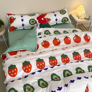 Sábana premium japonesa Xiaohua de cuatro piezas dormitorio estudiante cama de tres piezas individual doble edredón cubierta de la ropa de cama (8)