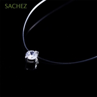 SACHEZ Fashion Pendant Shiny Jewelry Necklace Women Fishline Invisible Collar Zircon Clear Choker
