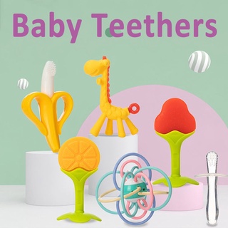 Bebé De Silicona Mordedor En Forma De Fruta Accesorios Conjunto De Juguete Chupete Cepillo De Dientes Recién Nacido Juguetes Dentición