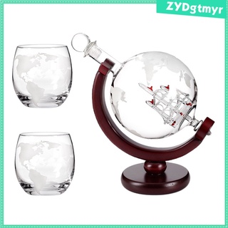 Whiskey Decanter Globe Set Glass Home Vodka Liquor Bourbon for Men Gift (1)