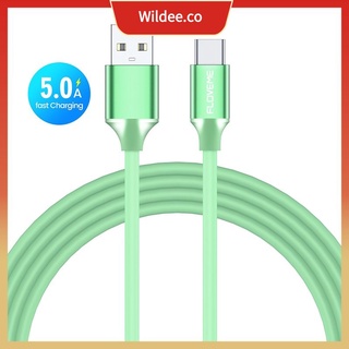 【Nuevo producto】 Nuevo producto Cable de datos de silicona líquida Tipo-C 5A Cable de carga rápida Cable suave Cable de datos verde wildee.co