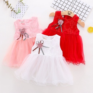 Bebé niñas sin mangas flor bordado vestido de tul vestidos de princesa/bebés Ourfairy88.Br
