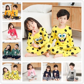 [lf]conjunto de pijamas de algodón para niños/niñas/ropa de hogar/conjunto de pijama de manga larga/ropa de dormir para niños 2 unids/set 100-160cm para primavera otoño