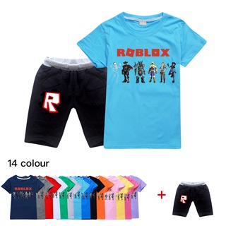 2021 ROBLOX de dibujos animados niños niñas camiseta Tops Casual pantalones cortos 2pcs moda de moda niños traje deportivo ropa