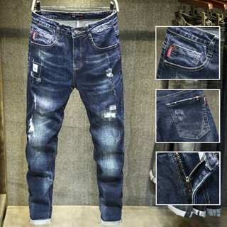 Marea marca azul jeans versión de la tendencia de los hombres casual slim pies pantalones de los hombres