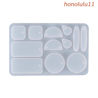 honolulu11 cristal epoxi artesanía resina molde pendientes colgante colgante molde de silicona