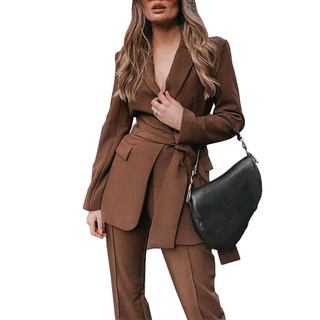 duingjin Lapel Women Suit Thick Autumn Suit Set Cardigan for Work
