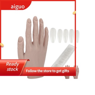 aiguo manicura práctica maniquí de silicona entrenamiento de uñas mano alta simulación flexible articulación suave para el salón técnico
