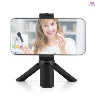 [L.S] Mini soporte de teléfono trípode de escritorio soporte de teléfono celular abrazadera con zapata fría portátil plegable Smartphone trípode para transmisión en vivo Video disparo Selfies Vlogs Compatible con dentro de 2.4-3,5 pulgadas de ancho