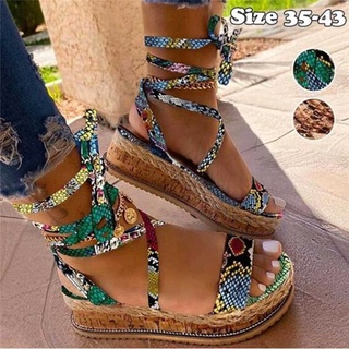 New Women Summer Platform Sandals Open Toe Platform sandals Wedge Casual Beach Bandage Ankle Strap Shoes