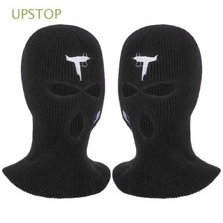 UPSTOP Embroidery Knitted Beanies balaclava Female Beanie Caps Winter Autumn Hats Cycling Warmer Bonnet Halloween protection High Quality Three hole hat
