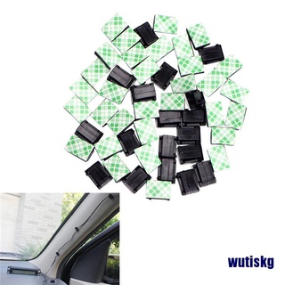 50Pcs Wire Clip Black Car Tie Rectangle Cable Holder Mount Clamp self adhesive