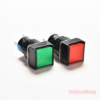 (YenGoodNeng) 16 mm 12V DC botón de botón de auto-reestablecimiento interruptor cuadrado de luz LED momentánea