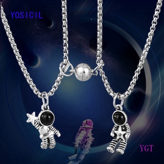 Yosicil 2 Pcs/Pair Korean Fashion Astronaut Cute Couple Necklace