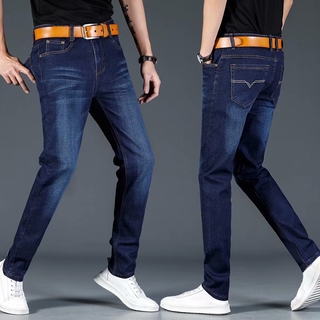 Slim Fit corte recto Denim Slim Fit Jeans hombres más el tamaño de Slack negro Jeans pantalones largos