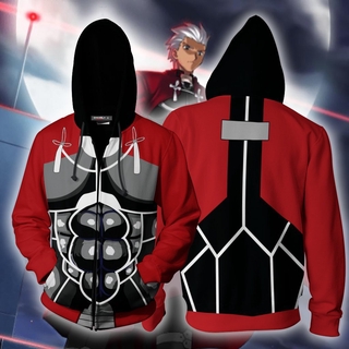 Fate/ Stay Night cremallera sudadera con capucha Moda chaqueta 3d Casaco prendas de abrigo